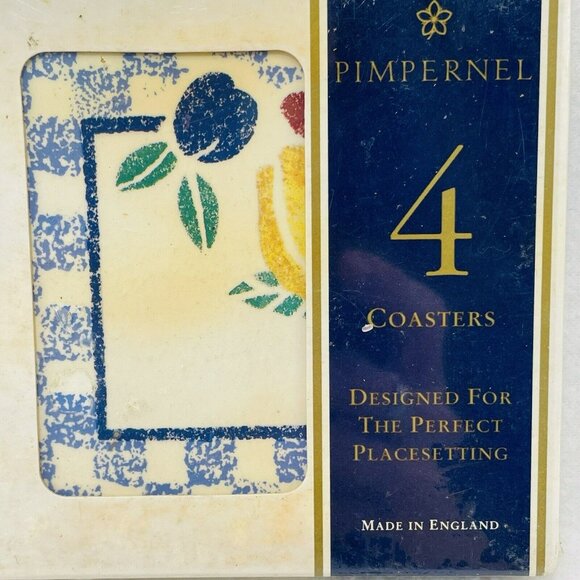 England Pimpernel Coaster Set 4 Cork 4.25” Square Fruit Spring Summer Gardening - Picture 3 of 8